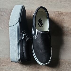 Vans Classic Slip-On Platform sneakers in black/white